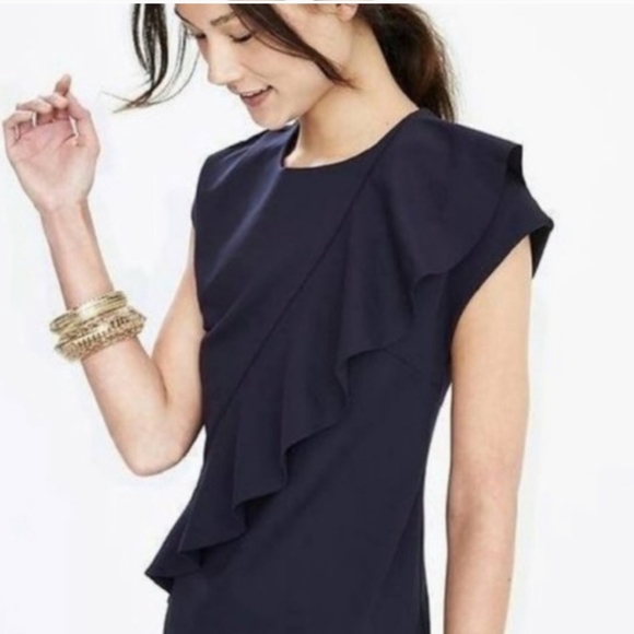 Banana Republic Knit Asymmetrical Ruffle Dress - Picture 2 of 8